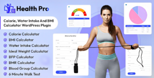 Health Pro Calorie, Water Intake And BMI Calculator WP Plugin