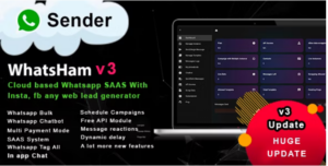WhatsHam Cloud based WhatsApp SASS System with Lead Generator
