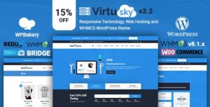 VirtuSky Responsive Web Hosting and WHMCS WP Theme