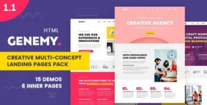 Genemy Creative Multi Concept Landing Pages Pack With Page Builder