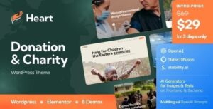 Heart Donation & Charity Non-Profit WP Theme + AI