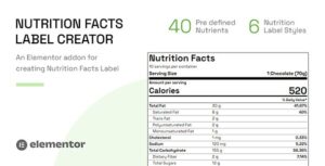 Nutrition Facts Label Creator (Elementor addon)