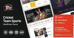 Spin Cricket Team Sports WP Theme + AI