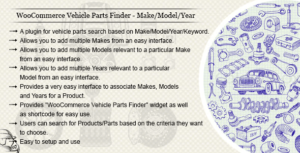 WooCommerce Vehicle Parts Finder Make/Model/Year