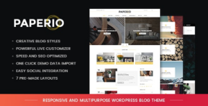 Paperio Responsive And Multipurpose WP Blog Theme