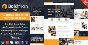 Boldman Handyman Renovation Services WP Theme + RTL