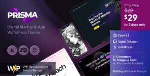 Prisma Digital Startup & App WP Theme + AI