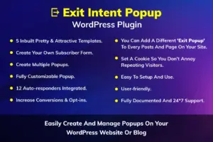 Exit Intent Popup WP Plugin